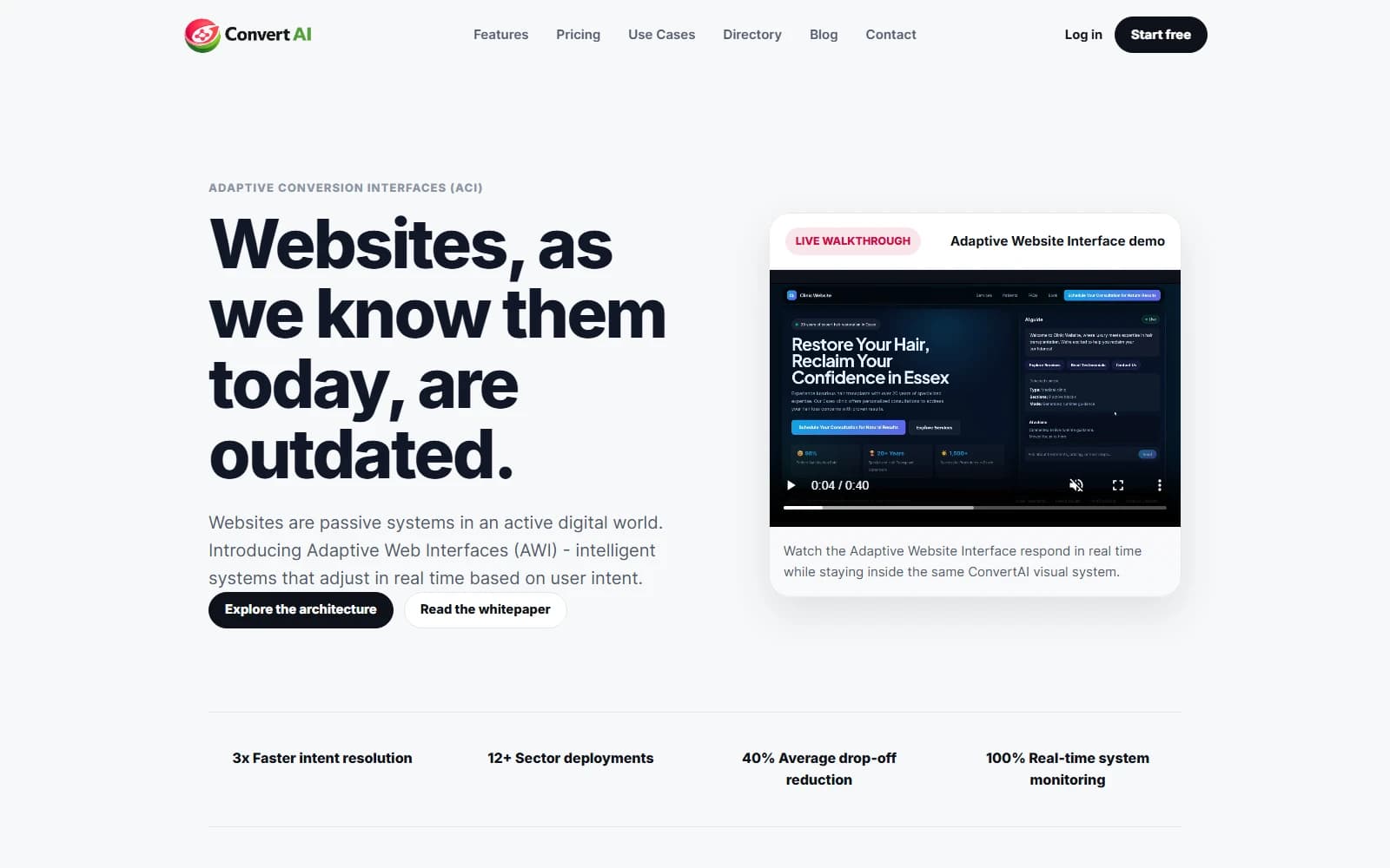 Screenshot of the ConvertAI website interface