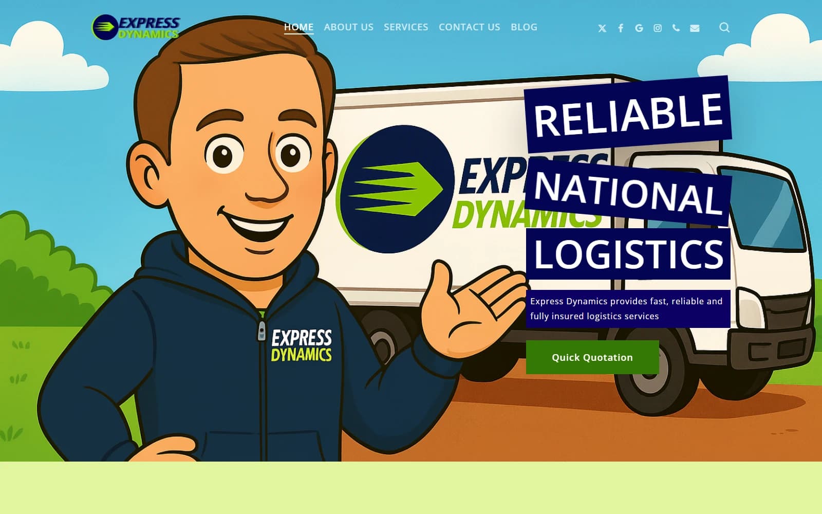 Screenshot of the Express Dynamics website interface