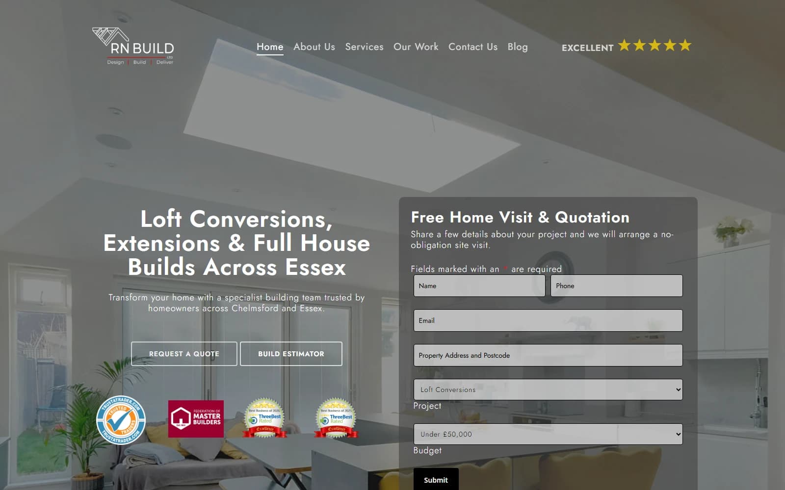 Screenshot of the RN Build website interface